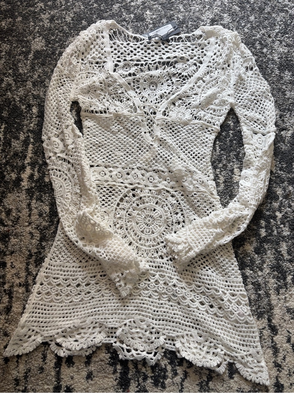 Nasty Gal White Crochet Lace Long Sleeve Mini Dress
